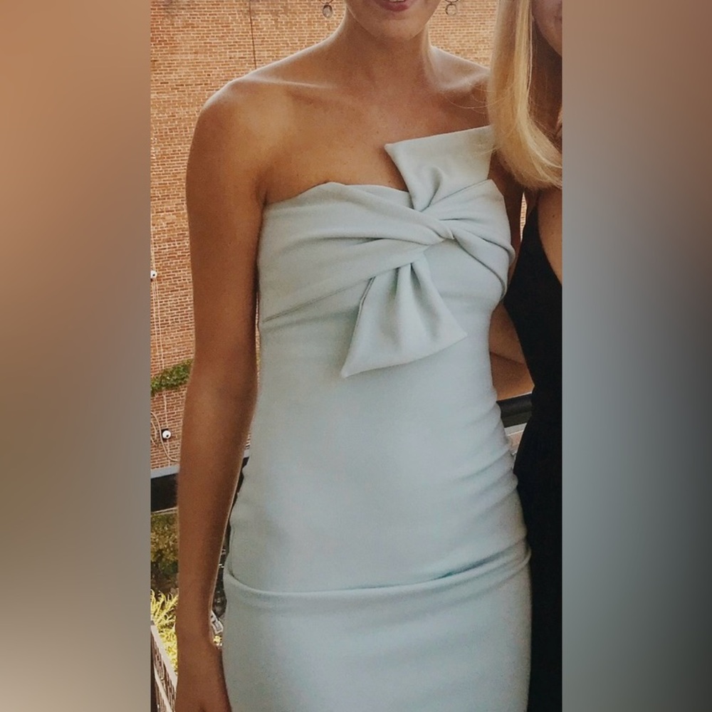 Topshop Strapless Dress in Light Blue